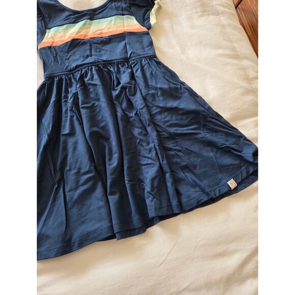 Omi Jo | Well Dressed Wolf Camp Stripe Navy Blue Empire Dress - Picture 4 of 7